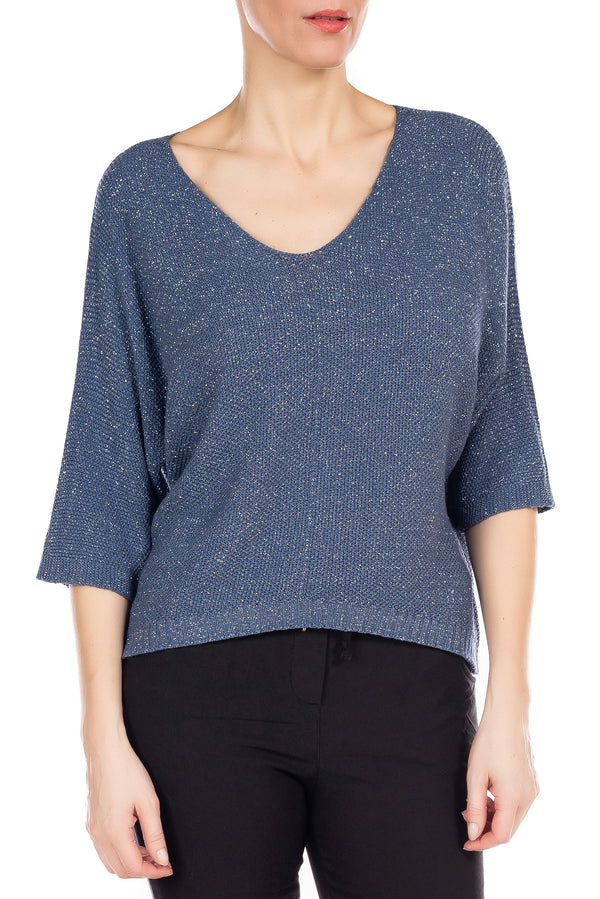 Lurex Pullover top with 3/4 sleeves