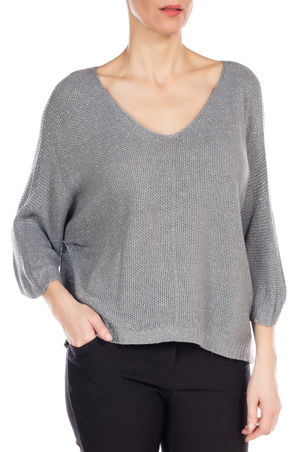 Lurex Pullover top with 3/4 sleeves
